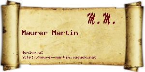 Maurer Martin névjegykártya